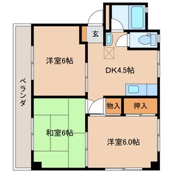 谷川２丁目 徒歩5分 2階の物件間取画像